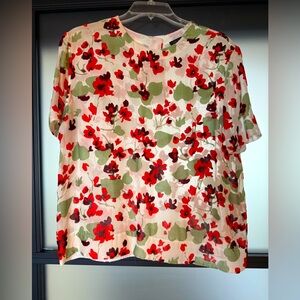 rag & bone Red and Green Floral Blouse sheer